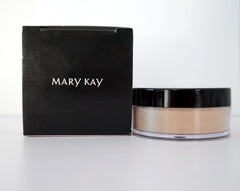Mary Kay Silky Setting Powder compact front view for portable shine control.