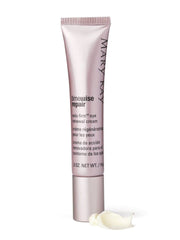 Mary Kay TimeWise Repair Volu-Firm Eye Renewal Cream packaging on display highlighting 12-hour moisture.