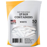 Mary Tylor Naturals lip balm container white cap close-up for DIY lip balms and sticks.