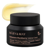 Mary&May Idebenone Blackberry Cream bottle close-up highlighting antioxidant protection.