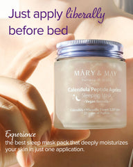 Mary&May peptides illustration hints at potential elasticity support.
