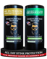 MASCULINE MAN Invigorate deodorant stick with rugged woods aroma for all-day freshness.