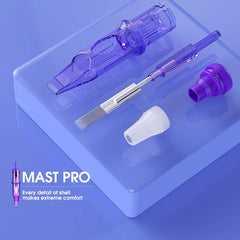 MAST TATTOO clear-tip shell demonstrating visibility for accurate pigmentation