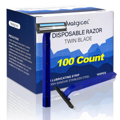 MATGICOL disposable razor bulk 100-count for travel, hotel, or family use.
