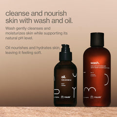 Maude Oil No. 0 bath-oil scene illustrating soothing hydration during baths.