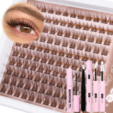 Mavphnee Brown Lash Cluster Kit packaging with full contents for at-home lash application