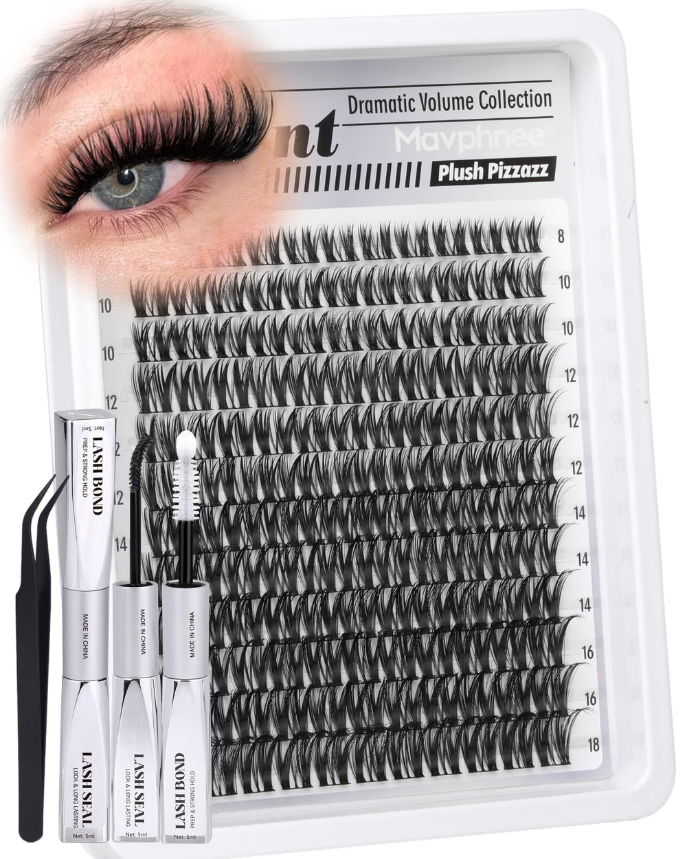 Mavphnee Flora kit contents close-up for easy at-home lash application