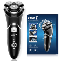 MAX-T men's electric shaver shows the 3D floating head for precise contouring.