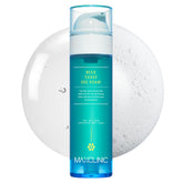 MAXCLINIC Blue Tansy Oil to Foam bottle pump demonstrates makeup removal through oil-to-foam cleansing.