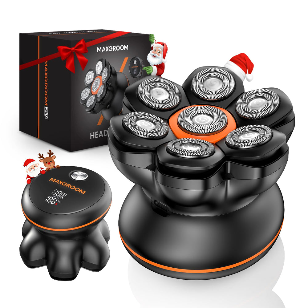 MAXGROOM head shaver with 7D floating heads delivers a close scalp shave.
