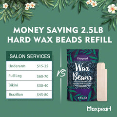 Maxpearl wax beads close-up showing natural jasmine formula for sensitive skin.