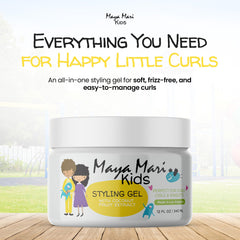 MAYA MARI Kids Hair Gel bottle back shows sulfate-free formula for safe daily styling.