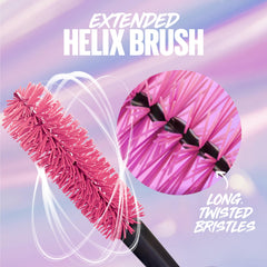 Maybelline The Falsies Surreal Extensions Mascara coated lashes close-up suggesting long-lasting wear