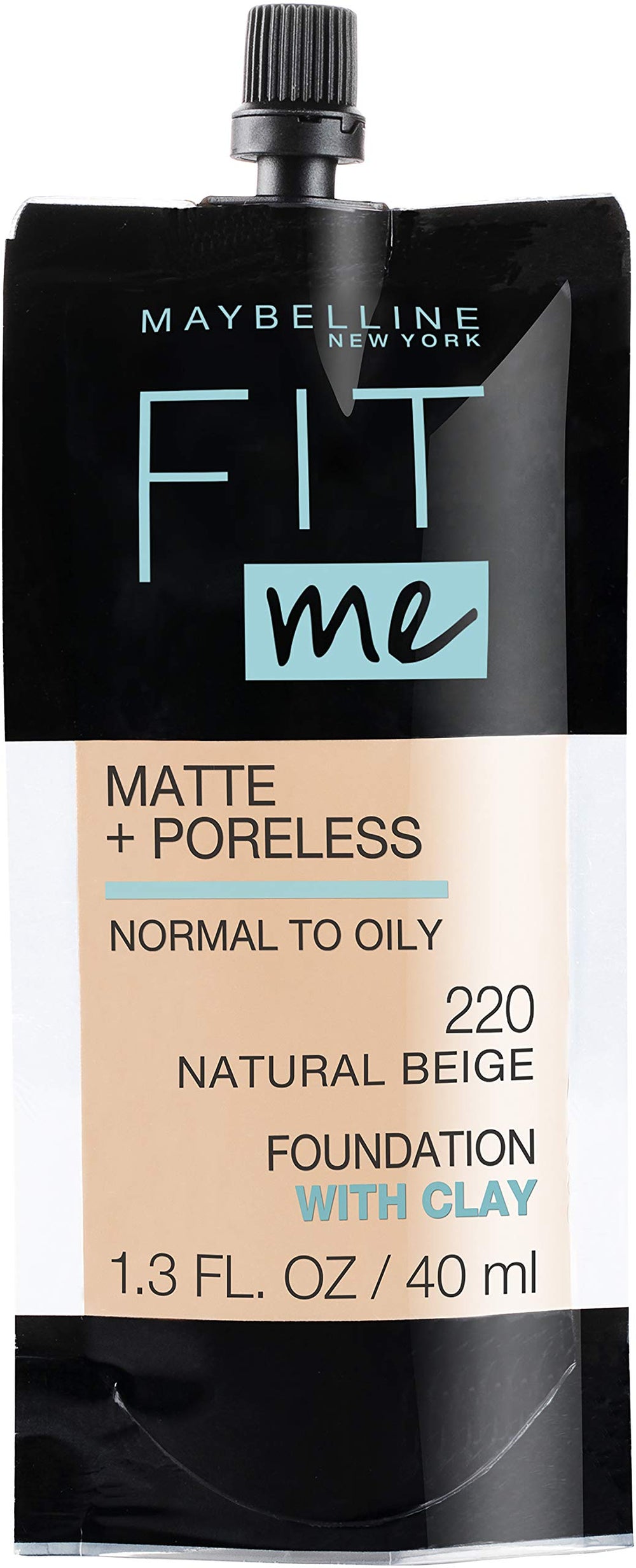 Maybelline Fit Me Matte + Poreless pouch packaging ideal for travel touch-ups.