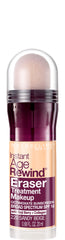 Maybelline Instant Age Rewind Eraser bottle shows SPF-infused foundation for daily versatility.