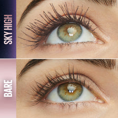 Maybelline Lash Sensational Sky High brush Flex Tower demonstrates adjustable lash volumizing performance.