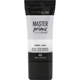 Maybelline Master Prime Blur bottle pour showing lightweight formula for smooth makeup prep.