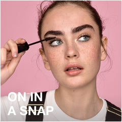 Maybelline Snapscara wand in use demonstrates easy glide for quick lash amplification.