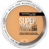 Maybelline Super Stay Hybrid Powder Foundation compact close-up shows long-lasting matte coverage
