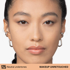 Maybelline Lumi-Matte Foundation packaging highlights vegan, non-comedogenic formula