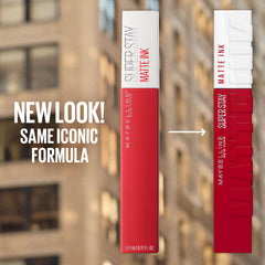 Maybelline Super Stay Matte Ink longwear finish demonstrates smudge-free color that lasts.