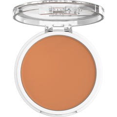 Close-up texture of Maybelline Super Stay Hybrid Foundation blending smoothly on skin.