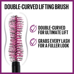 Maybelline The Falsies Lash Lift Waterproof Mascara displaying lifted lashes and volume