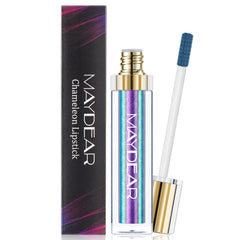 Maydear Chameleon lipstick swatch demonstrates full-coverage rainbow color