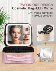 MAYFIY makeup bag LED mirror open with bright lighting for precision