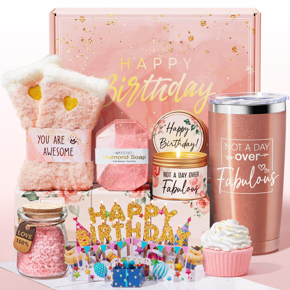 MAYICIVO birthday gift basket for women highlights a thoughtful spa set for her day