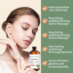 MAYLINK Castor Oil bottle cap closeup highlights pure formula for daily care