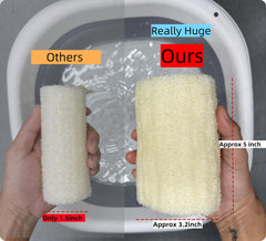 MAYMII·HOME loofah texture close-up showing fibrous interior for exfoliation