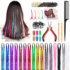 Mckanti hair tinsel kit 16 colors swatches for vibrant party-ready looks