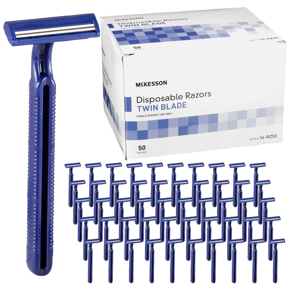 McKesson disposable razors 50-count twin blade pack for smooth, on-the-go shaves.