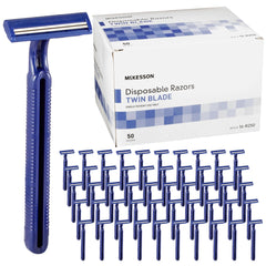 McKesson disposable razors 50-count twin blade pack for smooth, on-the-go shaves.