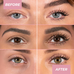 MCoBeauty Xtendlash tubing mascara close-up on lashes with defined look.