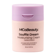 MCoBeauty Soufflé Dream moisturizer bottle shows lightweight daily hydration