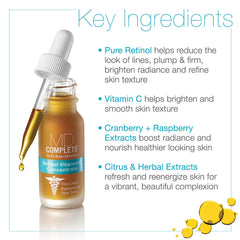 Hands applying MD Complete serum to skin for smoother texture and radiance