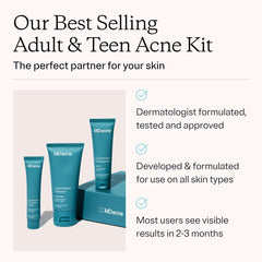 MDacne benzoyl peroxide cream bottle shows medicated treatment for breakouts.