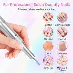 MDK nail e-file with LED screen shows speed and battery.