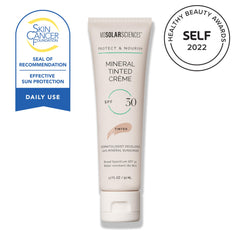MDSolarSciences tinted crème texture swirls showing blendable coverage.