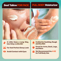 Meadow Bliss beef tallow skin cream label closeup with organic ingredients