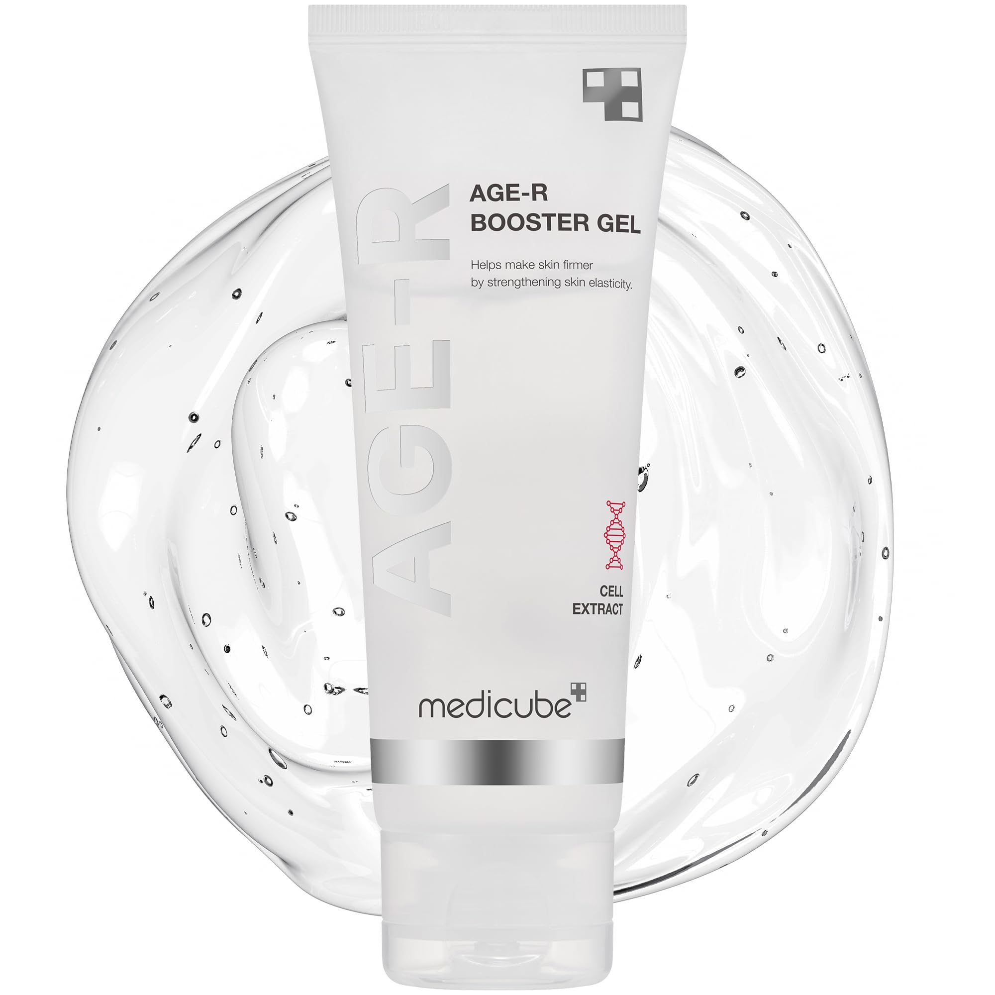 Medicube Age-R Booster Serum bottle closeup for hydrating skin nourishment.