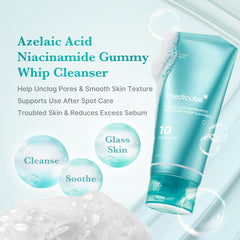 medicube Azelaic Acid Gummy Whip Cleanser bubble texture supports playful cleansing and impurity removal.