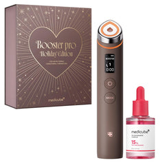 Medicube Booster Pro holiday edition package showing a complete gift-set for radiant skin