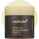 Medicube Deep Vita C Pad embossed side close-up for gentle exfoliation and pore refinement.