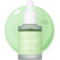 Medicube Exosome Cica Tea Tree Ampoule bottle showing calming hydration for sensitive skin.