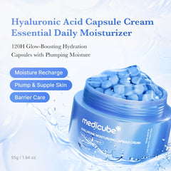 Medicube Hyaluronic Acid Capsule Cream capsules close-up for deep moisture delivery