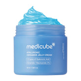 Medicube Hyaluronic Acid Moisturizing Jelly Cream jar close-up highlights rich hydration