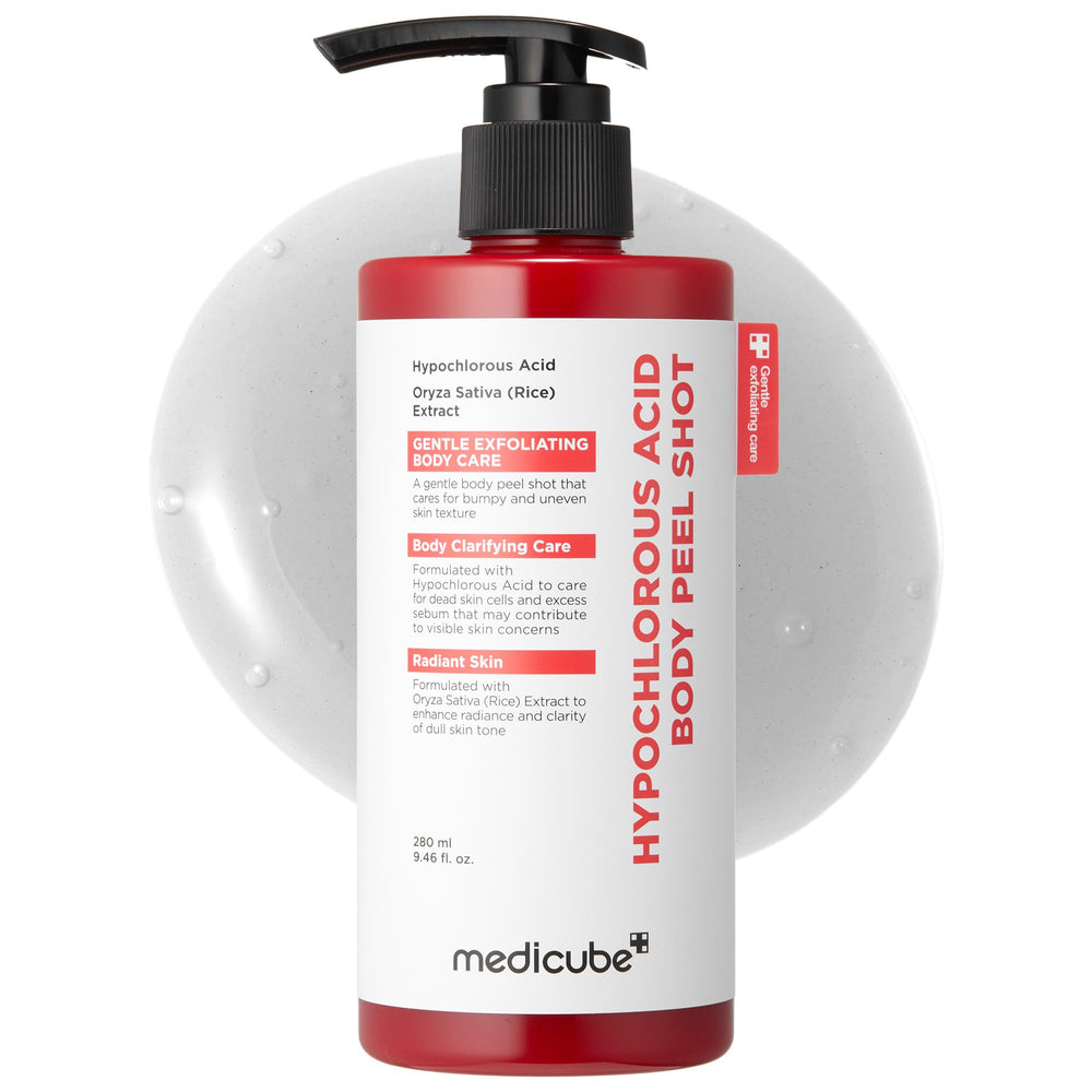 medicube Hypochlorous Acid Rice Body Peel Shot bottle for gentle exfoliation